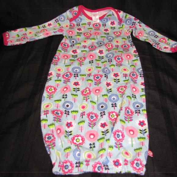 zutano baby girls blue pink floral gown pajamas 9 - Picture 1 of 3